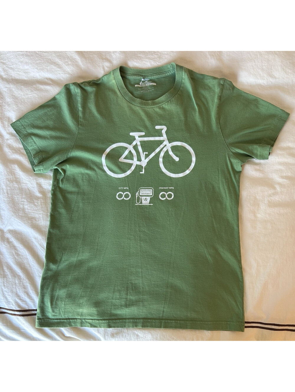 Threadless Green Bicycle Graphic T-Shirt, Eco Bike Tee Casual, Men's Medium